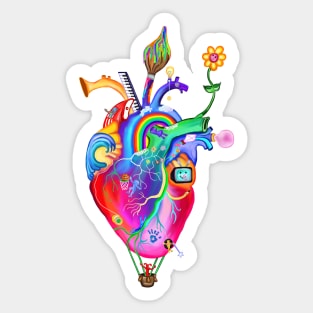 Colorful Whimsical Childhood Heart Sticker